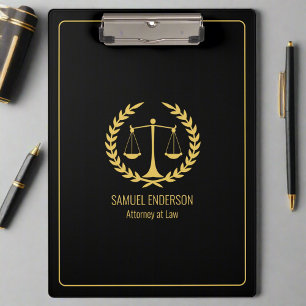 Professional Attorney at Law Lawyer Black & Gold Clipboard