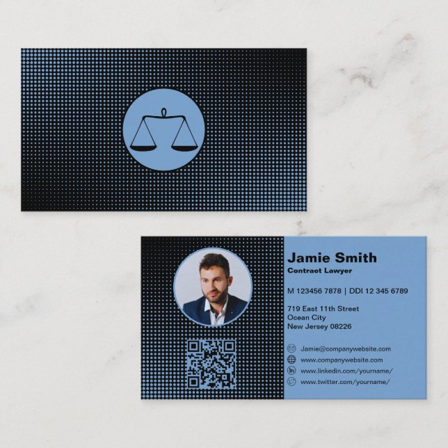 Professional Attorney Lawyer Blue Business Cards (Front/Back)