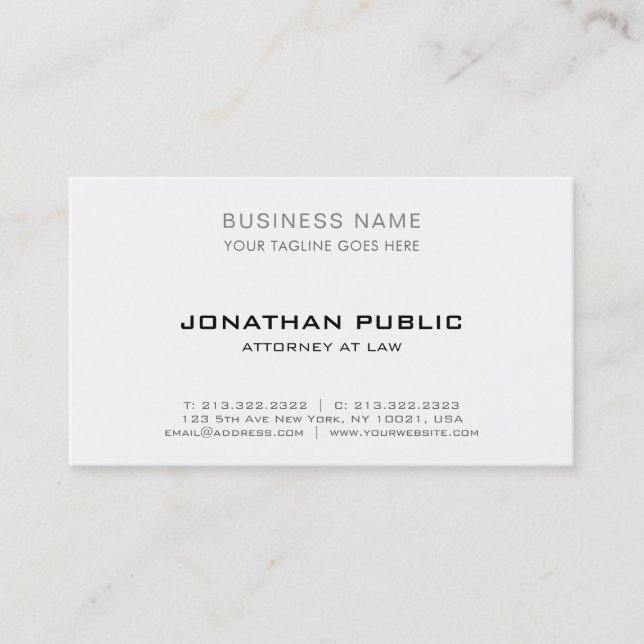 Professional attorney lawyer modern elegant simple business card (Front)