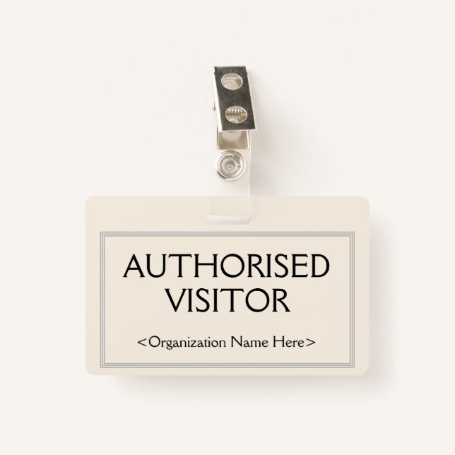 Professional "AUTHORISED VISITOR" Badge (Front with Clip)