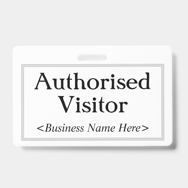 Professional "Authorised Visitor" Badge (Front)