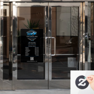 Professional Auto Detailing Car Wash Company Hours Window Cling