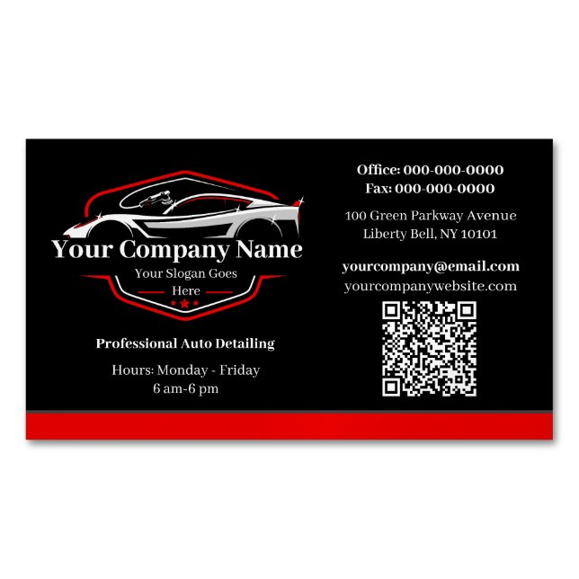 Professional Auto Detailing Car Wash Company Magnetic Business Card (Front)