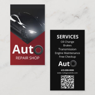 Professional Auto Repair Shop QR Code Business Card