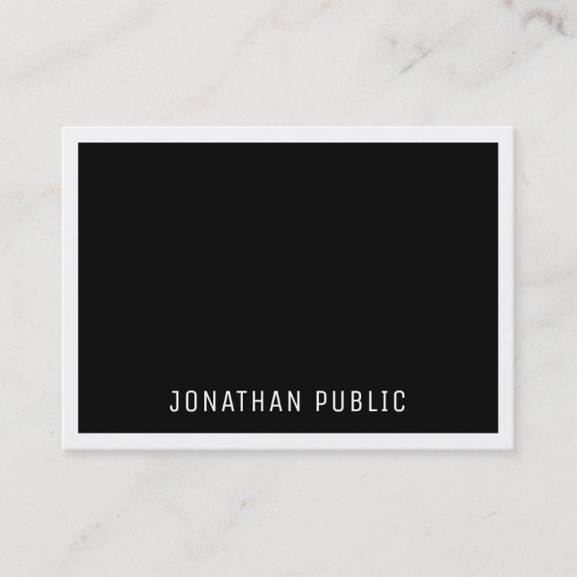 Professional B&W Elegant Black White Minimalist Business Card (Front)