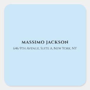 Professional baby blue modern minimalist name square sticker