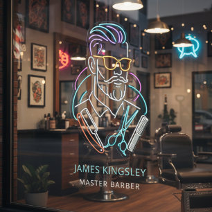 Professional Barber Haircut Shave Grooming Stylish Window Cling