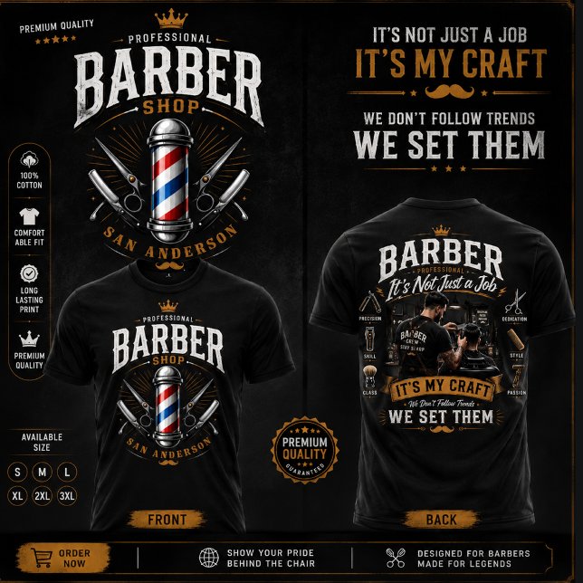 Professional Barber Shop T-Shirt Design (Creator Uploaded)