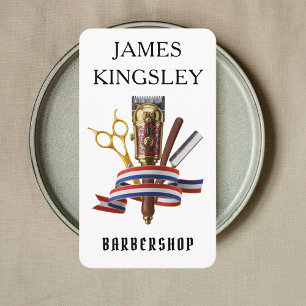 Professional Barbershop QR Code Modern barber Business Card