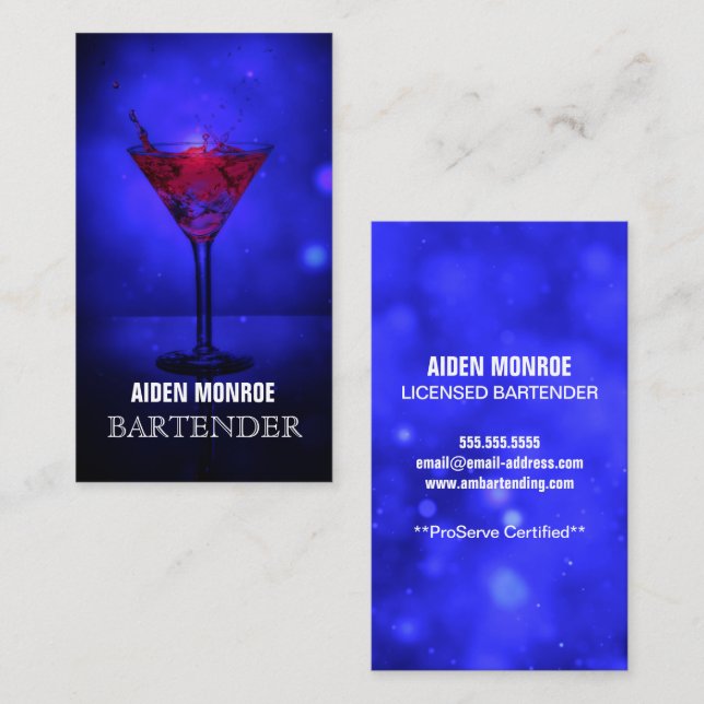 Professional Bartender Business Card (Front/Back)