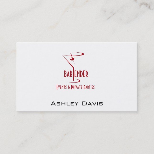 Professional Bartender Business Cards Bartender (Front)