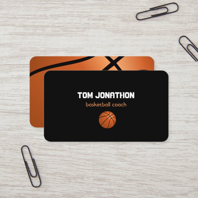 professional Basketball Coach Business Card (Front/Back In Situ)