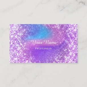 Professional Beauty Consulting Purple Glitter Glam Business Card