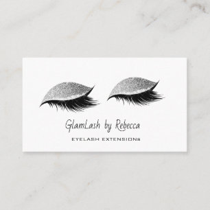 Professional Beauty Eyelash Lashes Glitter Silver Business Card