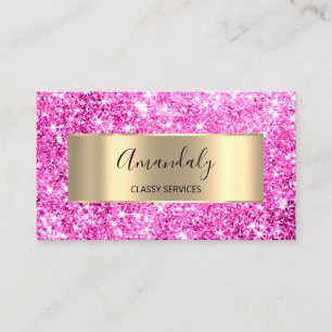 Professional Beauty Hairdresser Glitter Pink Spark Business Card