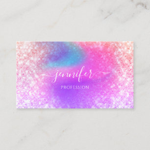Professional Beauty Holographic Glitter Unicorn Business Card