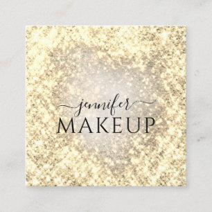 Professional Beauty Makeup Beauty Glitter Gold Square Business Card