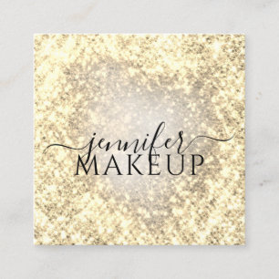 Professional Beauty Makeup Beauty Glitter Golden Square Business Card