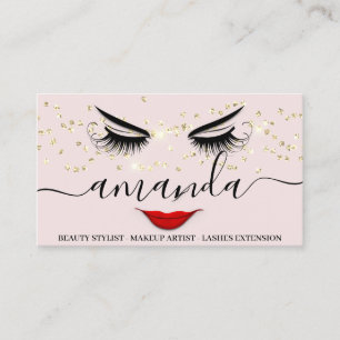 Professional Beauty Makeup Gold Lash Blush Lips Business Card