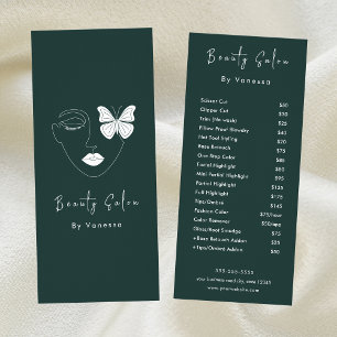 Professional Beauty Salon Price List Services Rack Card