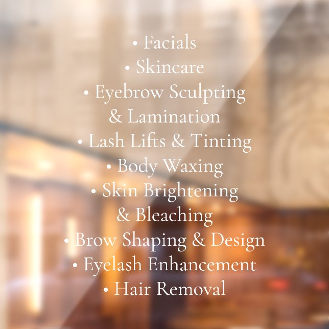 Professional Beauty Services Skincare Window Cling (Sheet 2)