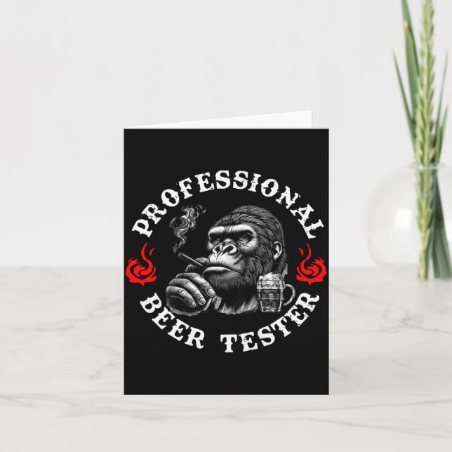 Professional Beer Tester Funny Drinking Monkey Quo Card (Front)