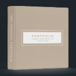 Professional Beige Custom Name Portfolio Binder<br><div class="desc">Modern portfolio binder features a minimal design in a beige and white colour palette. Portfolio information presented in simple font in a white window with a coordinating frame. Shown with a custom portfolio information, name and title on the front in modern typography, this personalized professional binder is designed with custom...</div>