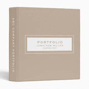 Professional Beige Custom Name Portfolio Binder