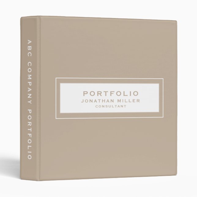 Professional Beige Custom Name Portfolio Binder (Front/Spine)
