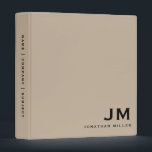 Professional Beige Monogram Initials Binder<br><div class="desc">Modern professional binder features a minimal design in a stylish beige and black colour palette. Custom name presented in the lower right-hand corner in stylish simple font with complimentary monogram initials in bold classic block typography. Shown with a custom name and monogram initial on the front in modern typography, this...</div>
