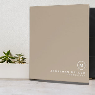 Professional Beige & White Monogram Initial Binder
