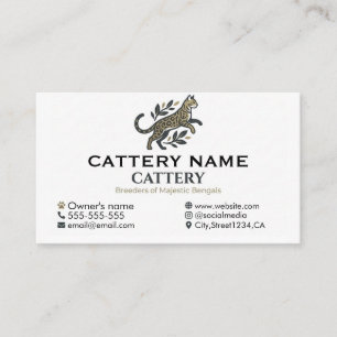 Professional Bengal Cat Cattery Customizable Business Card