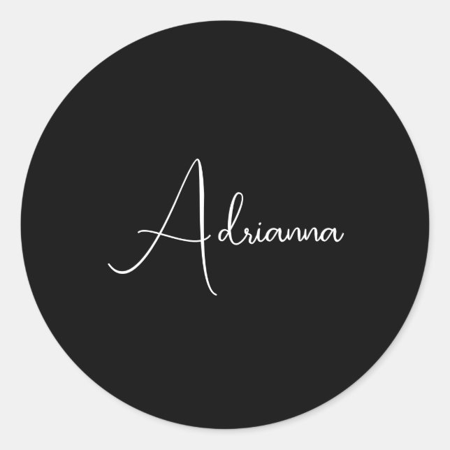 Professional black add your name handwriting retro classic round sticker (Front)