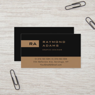Professional Black and Brown Monogrammed Business Card
