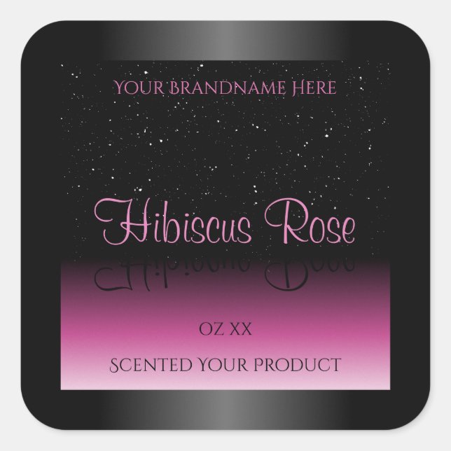 Professional Black and Pink Product Labels Glitter (Front)