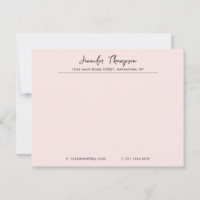 Professional Black and Pink Script Business Card (Front)