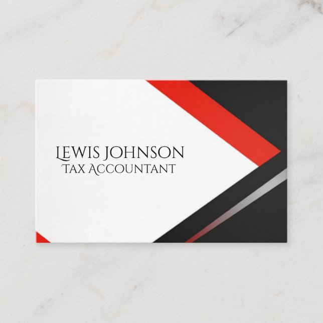 Professional Black and Red Modern Editable Business Card (Front)