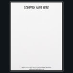 Professional Black and White Business Template Letterhead<br><div class="desc">This minimalist letterhead has a black border. At the top, there's a line of black display text you can replace with your company's name. At the bottom, there are two lines of black display text you can replace with your company's contact information such as the business address, phone number, website,...</div>