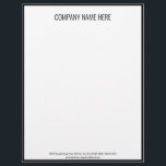 Professional Black and White Business Template Letterhead<br><div class="desc">This minimalist letterhead has a black border. At the top, there's a line of black display text you can replace with your company's name. At the bottom, there are two lines of black display text you can replace with your company's contact information such as the business address, phone number, website,...</div>
