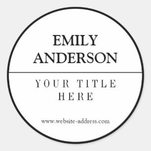 Professional Black and White Classic Round Sticker