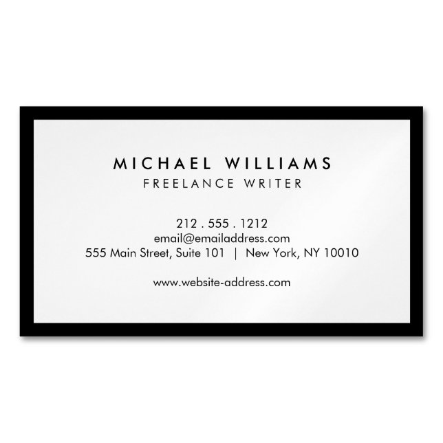 Professional Black and White Magnetic Magnetic Business Card (Front)