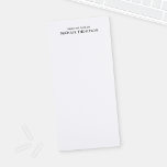 Professional Black and White Magnetic Notepad<br><div class="desc">Professional Modern Magnetic Notepad features custom name with custom text in black professional serif font style on white background.</div>
