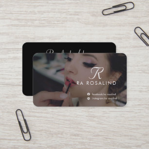 Professional Black and White Monogrammed Photo Business Card