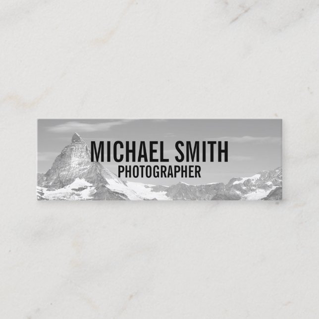 Professional Black and White Photography Mini Business Card (Front)