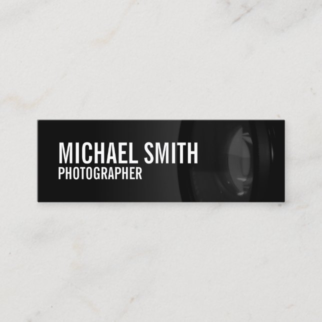Professional Black and White Photography Mini Business Card (Front)