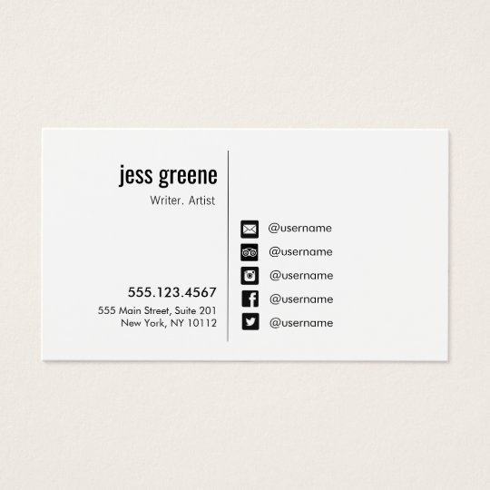 Professional Black and White Social Media Icons 2 Business Card