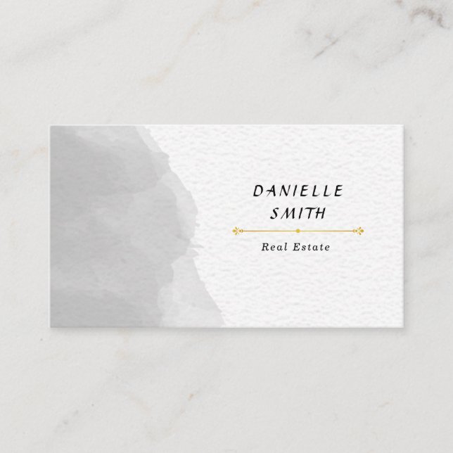 Professional Black and White Watercolor Appointment Card (Front)