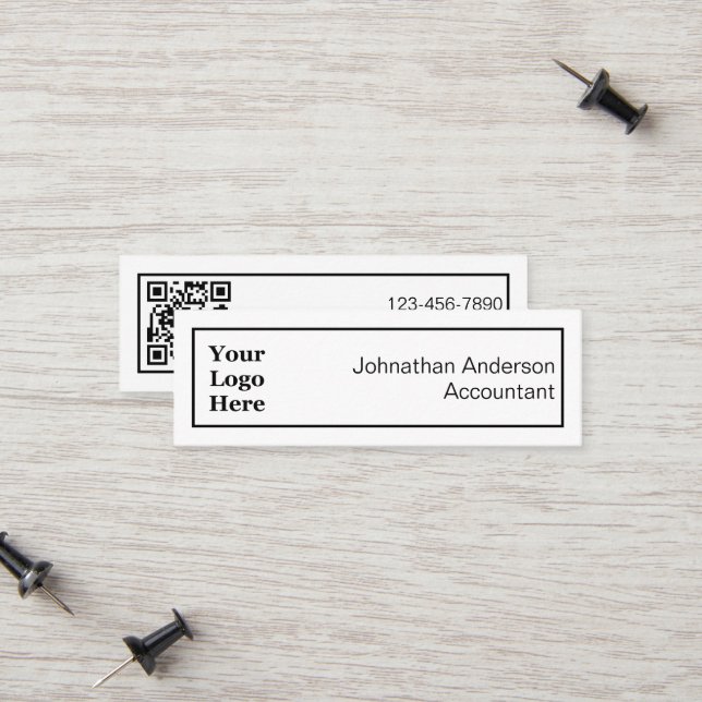 Professional Black and White Your Logo and QR Code Calling Card (Front/Back In Situ)