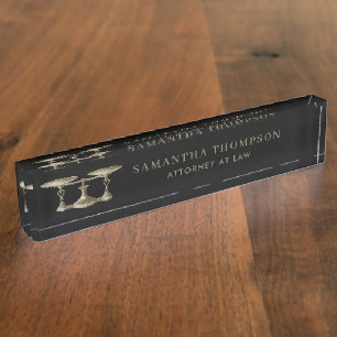 Professional Black & Bronze Law Attorney Scale  Nameplate