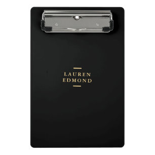 Professional Black Brushstroke Gold Mini Clipboard
